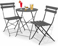 Set bistrot pieghevole da giardino con tavolo e due sedie in acciaio antracite per spazi esterni