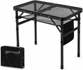 Tavolo barbecue pieghevole da esterno 60 x 40 x 56 cm con piano griglia e gambe rialzate nero