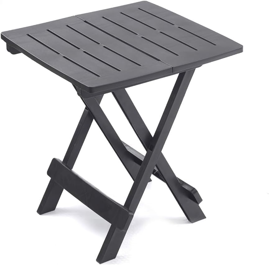 Tavolino quadrato pieghevole in plastica antracite 44 x 44 x 51 cm per campeggio e piccoli spazi