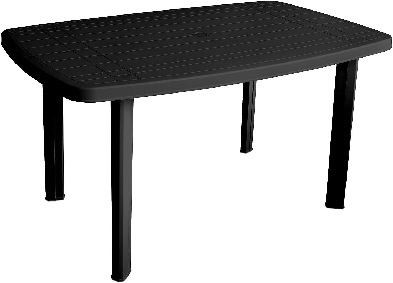 Tavolo rettangolare da giardino in plastica grigio antracite 140 x 90 x 72 cm