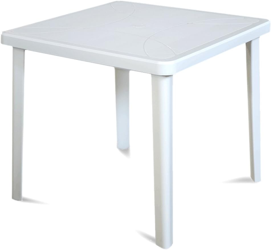 Tavolo quadrato da esterno 80 x 80 x 72 cm colore bianco per terrazza giardino e spazi aperti