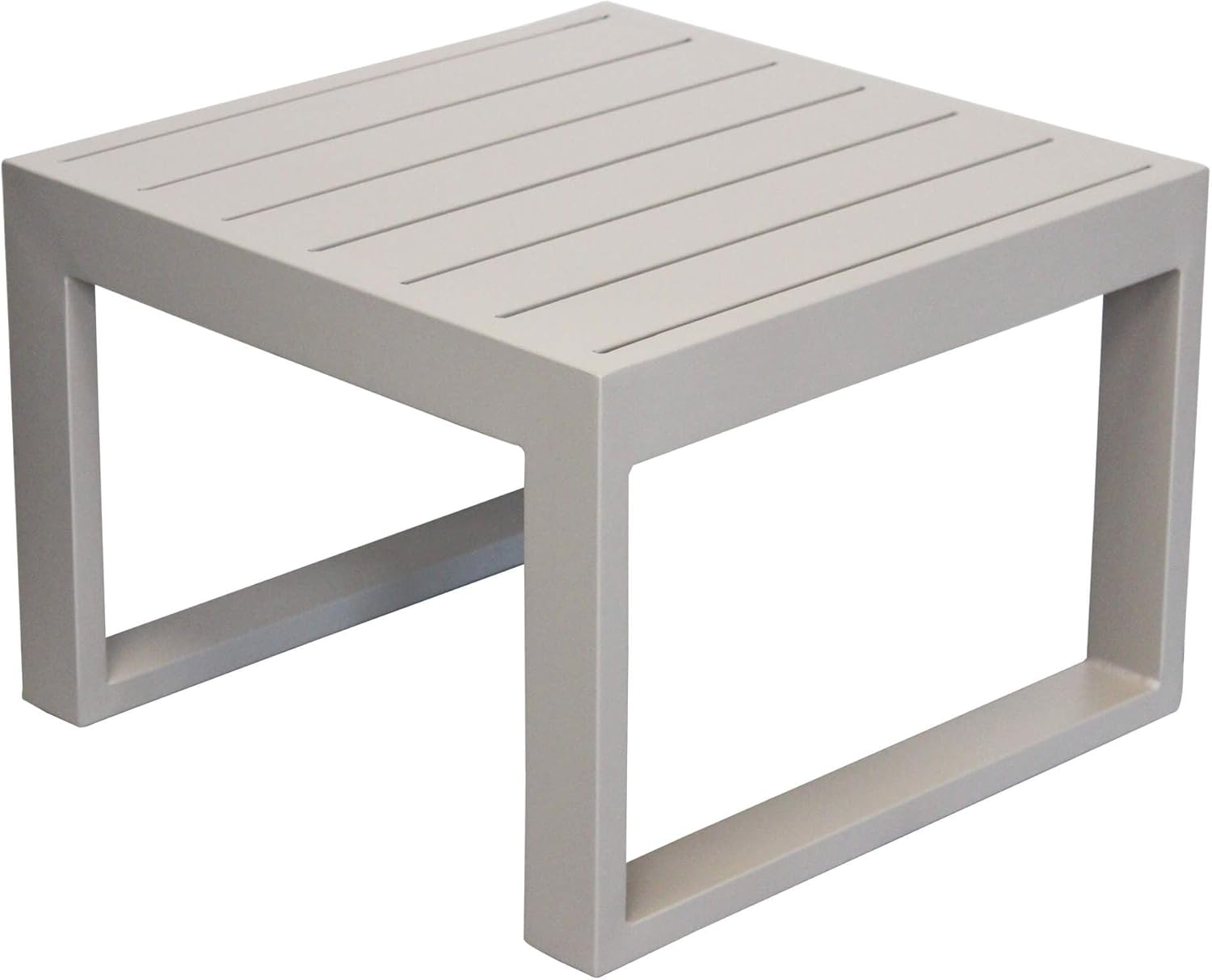 Tavolino da Giardino Quadrato in Alluminio Effetto Moderno Colore Tortora