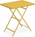 Tavolo rettangolare pieghevole in metallo 50 x 70 cm colore giallo curry per ambienti esterni