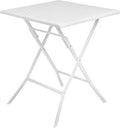 Tavolo Pieghevole Quadrato Effetto Rattan Bianco 62x62x73 cm per Giardino e Balcone